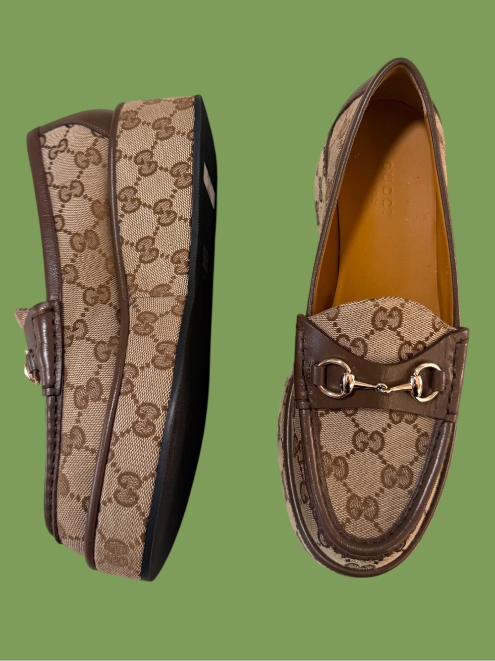 Gucci Platform Canvas Horsebit Loafers